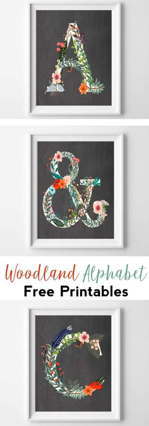 DIY Nursery Decor - Woodland Alphabet Free Printables - Easy Projects to Make for Baby Room - Decorations for Boy and Girl Rooms, Unisex, Minimalist and Modern Nurseries and Rustic