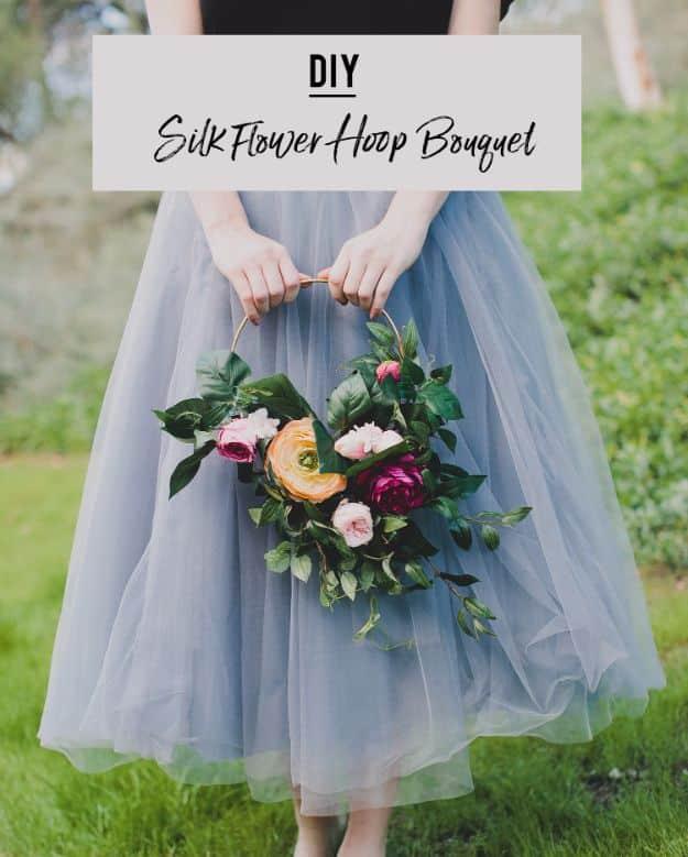 DIY Silk Flower Hoop Bouquet, quick to put together in one afternoon and a fix that outlasts most store bought options