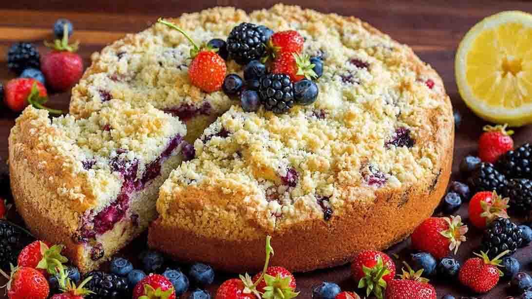 Easy Triple Berry Crumb Cake Recipe