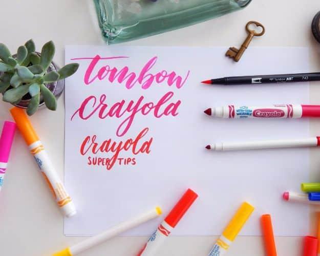 Brush Lettering Tutorials - Crayola Markers Modern Brush Lettering - Simple and Fun Calligraphy Tutorial Videos - How To Paint the Alphabet in Calligraphy Handwriting with Pens, Wa