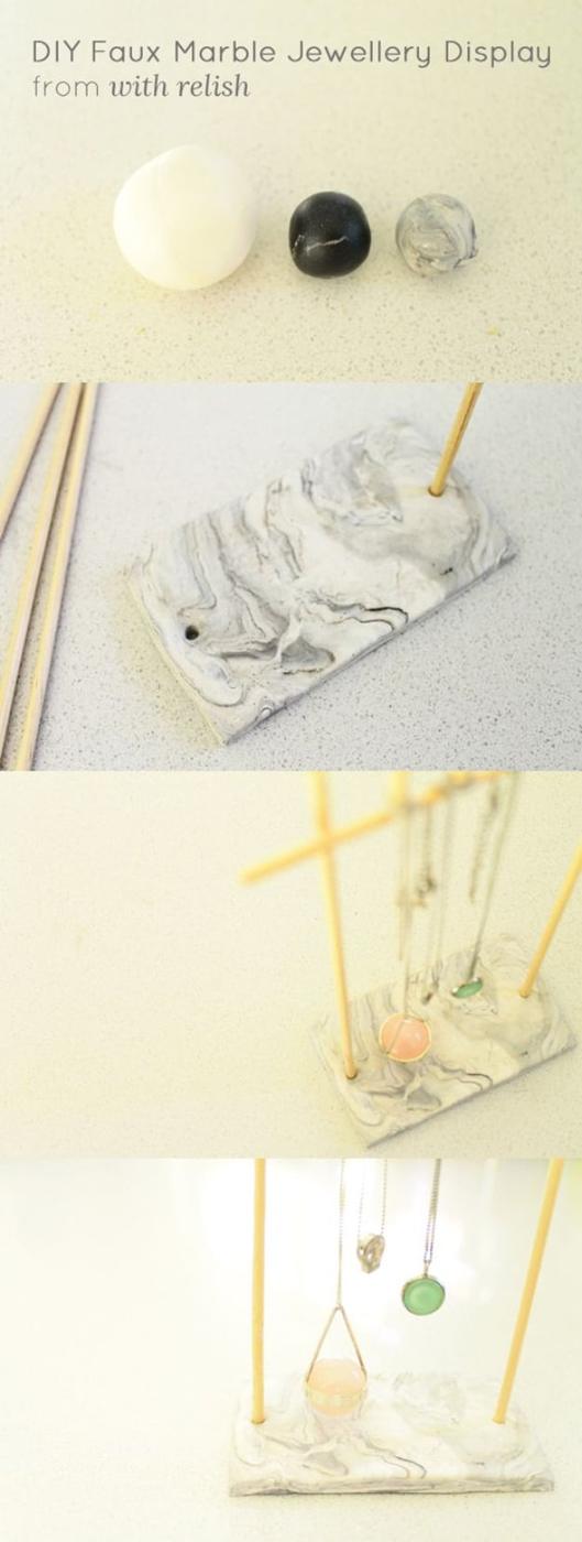 DIY Faux Marble Jewelry Display, a great weekend project for a beginner with basic tools and worth a look