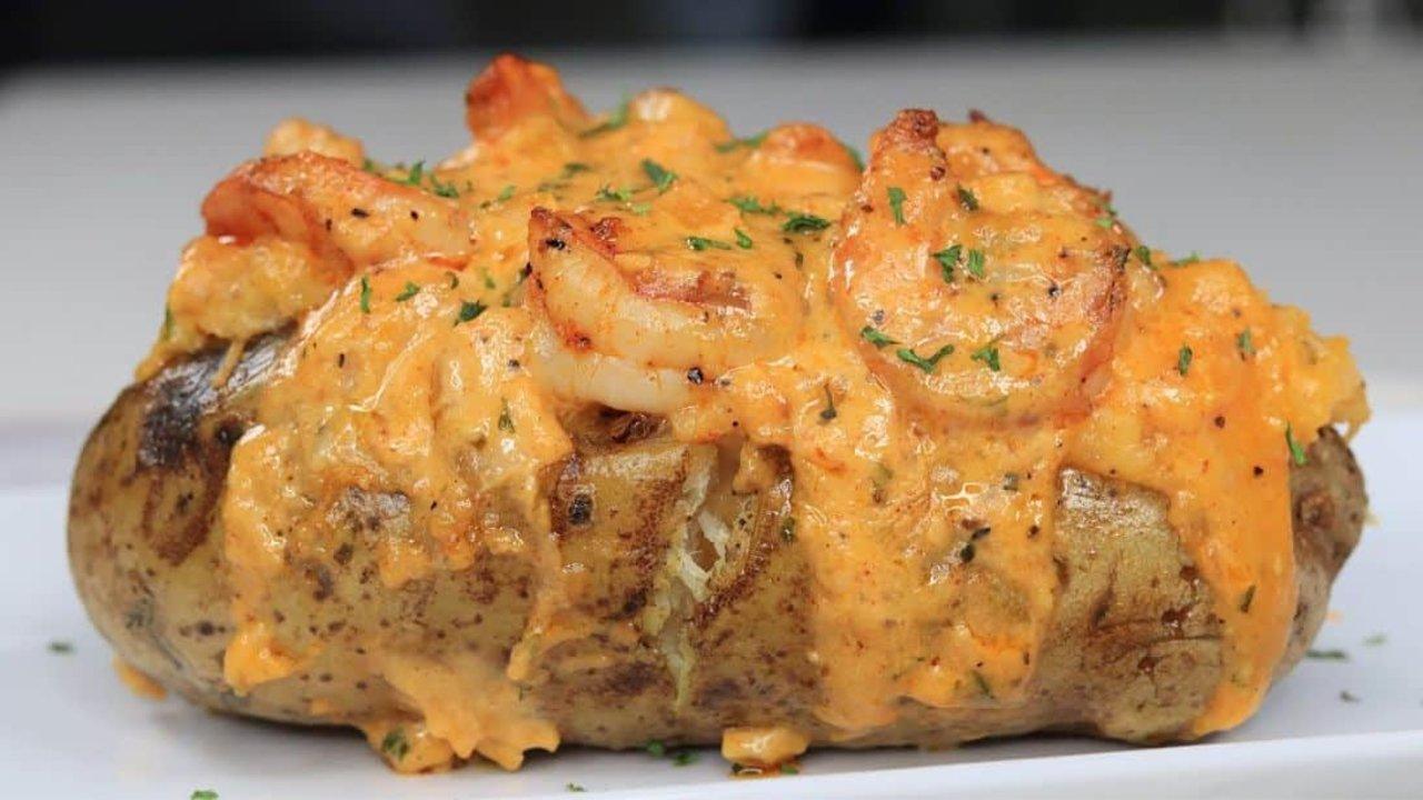 Easy Loaded Creamy Shrimp Baked Potato Recipe