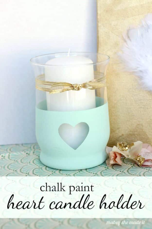 Chalk Paint Heart Candle Holder, easy to scale from a single one to a dozen and a thank you gift people actually remember