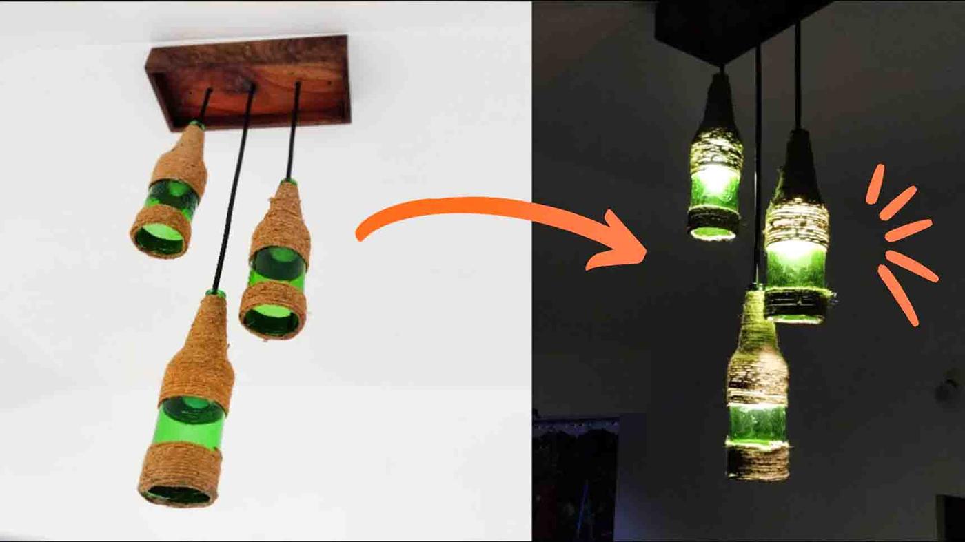 DIY Hanging Lamps Using Wine Bottles