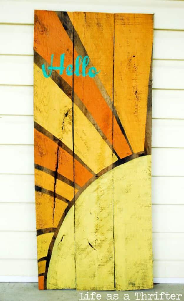 DIY Hello Sunshine Sign, a farmhouse wall statement, a fast weekend build even for a novice and a keepsake worth handing down