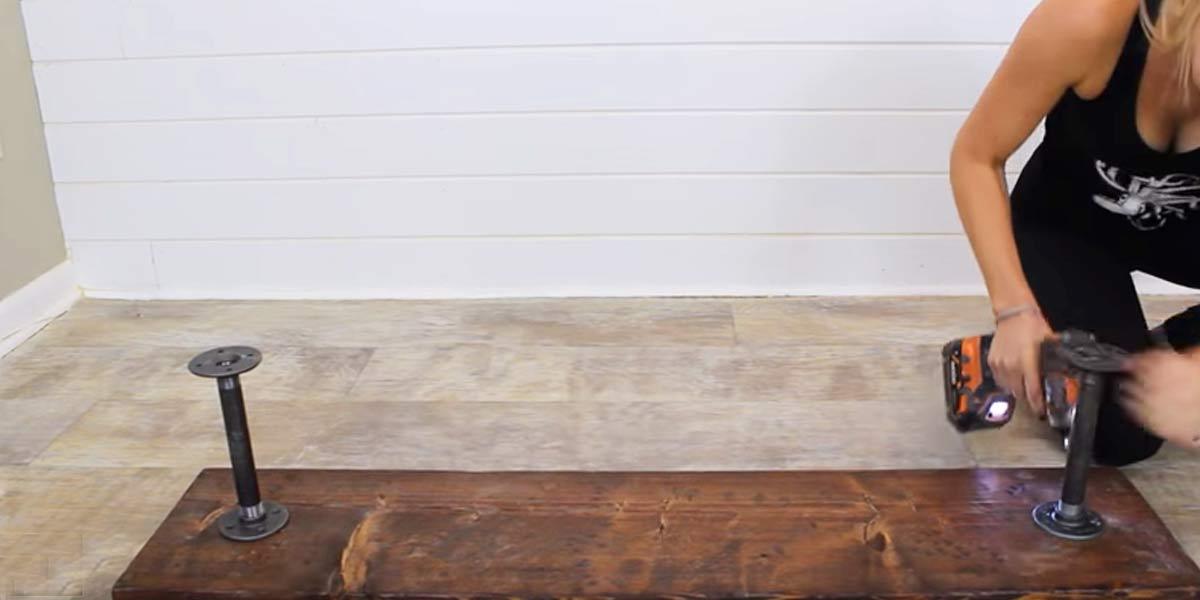 She Adds Galvanized Piping To A Piece Of Wood And What She Makes Is So Awesome!