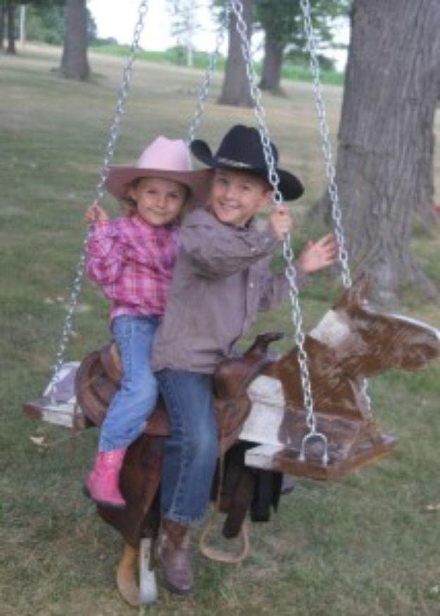 Outdoor Horse And Saddle Swing, gentle on the wallet even making a matching pair and a statement worth the extra effort