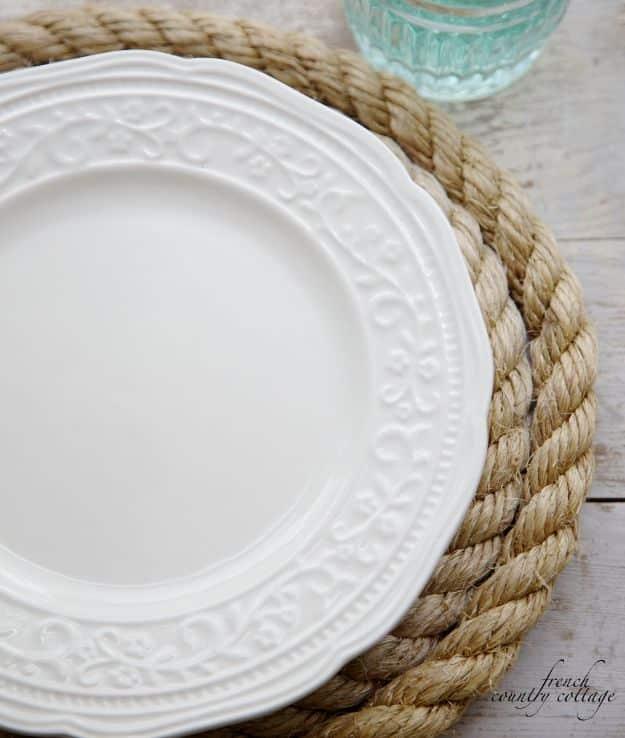 DIY Rope Placemats, one of the best napkin and placemat ideas on this list and a smart way to add something special to a room