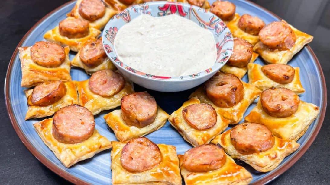 5-Ingredient Chicken Sausage Puffs W/ Creamy Dipping Sauce Recipe