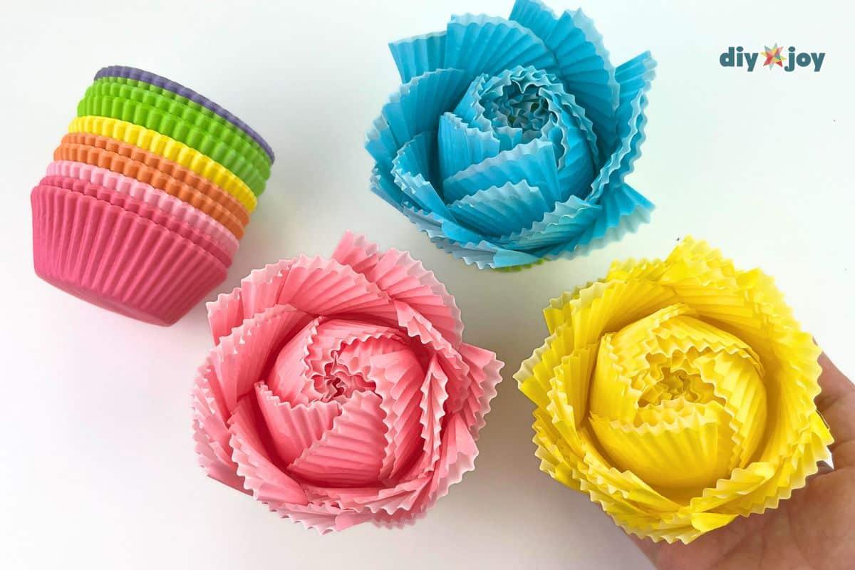 Homemade Paper Flowers Cupcake Liners — diy paper flowers easy tutorial