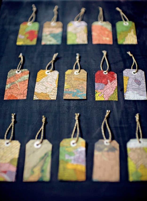 Tags From Old Maps, flexible enough to fit whatever materials are on hand and a handmade touch a bought version cannot match