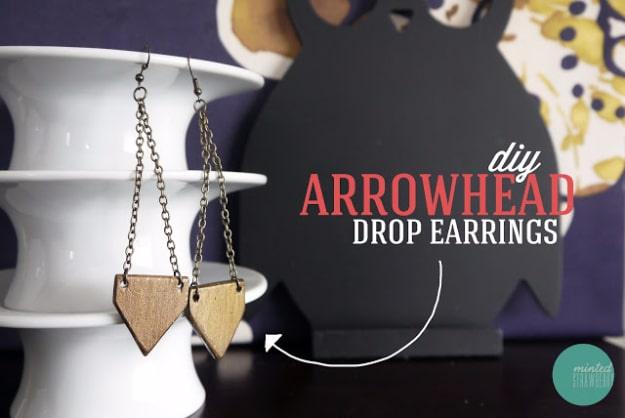 DIY Arrowhead Drop Earrings, easy to fit into a free afternoon and a clever way to reuse scraps you already have