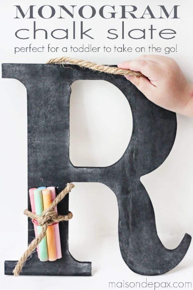 Chalkboard Monogram Chalk Slate, a popular choice on this list and a chalkboard paint idea the whole family will enjoy