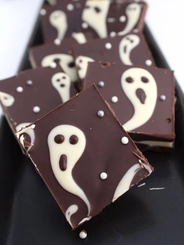 Easy party snacks, festive appetizer inspiration and homemade party-table idea, highlighting ghastly candy bark recipe