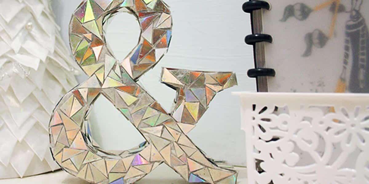 Watch How She Makes This Amazing DIY Mosaic Letter from Old CD’s And Cereal Boxes!