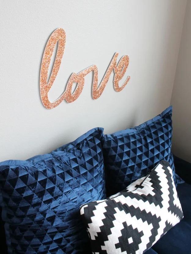 Glitter Love Sign, a diy anniversary gift idea, a thoughtful homemade option instead of a store gift