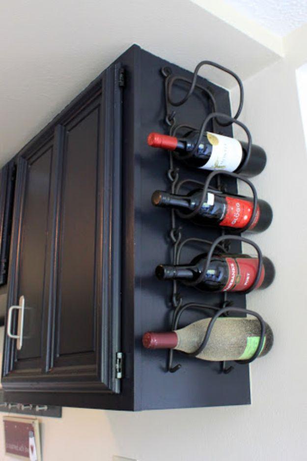 Mount A Wine Rack, a creative storage idea for a busy kitchen and a stylish upgrade without a full remodel