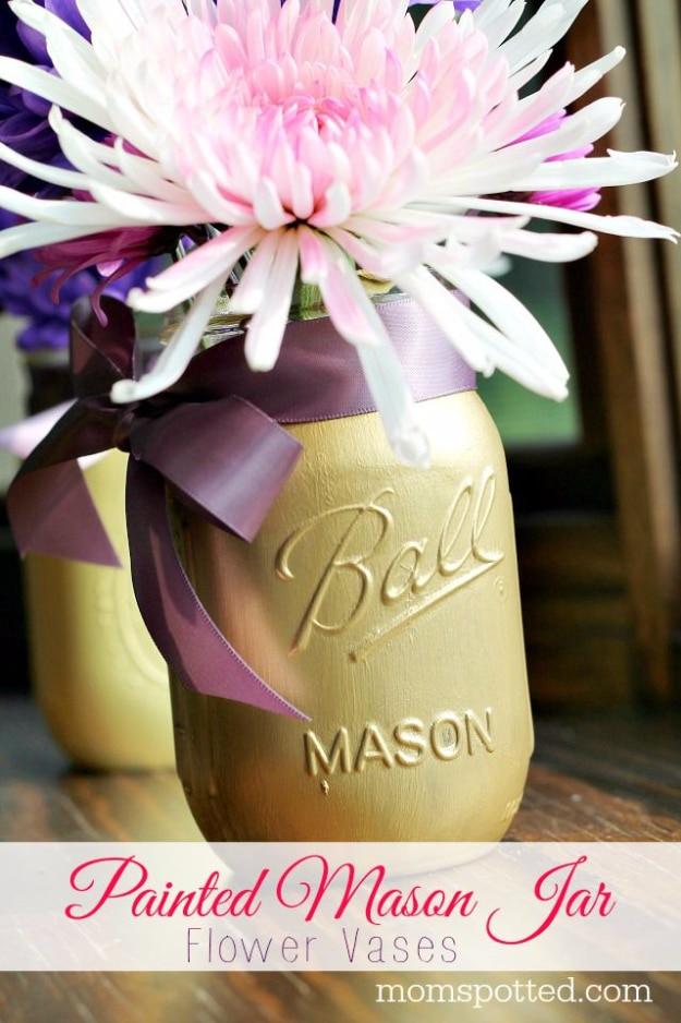 DIY Painted Mason Jar Flower Vases, flexible enough to fit whatever materials are on hand and a keepsake worth handing down