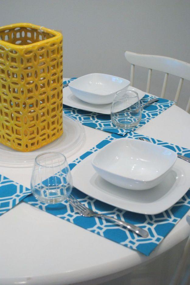 Pretty No-Sew Placemats, one of the best napkin and placemat ideas on this list and an idea worth saving to your favorites