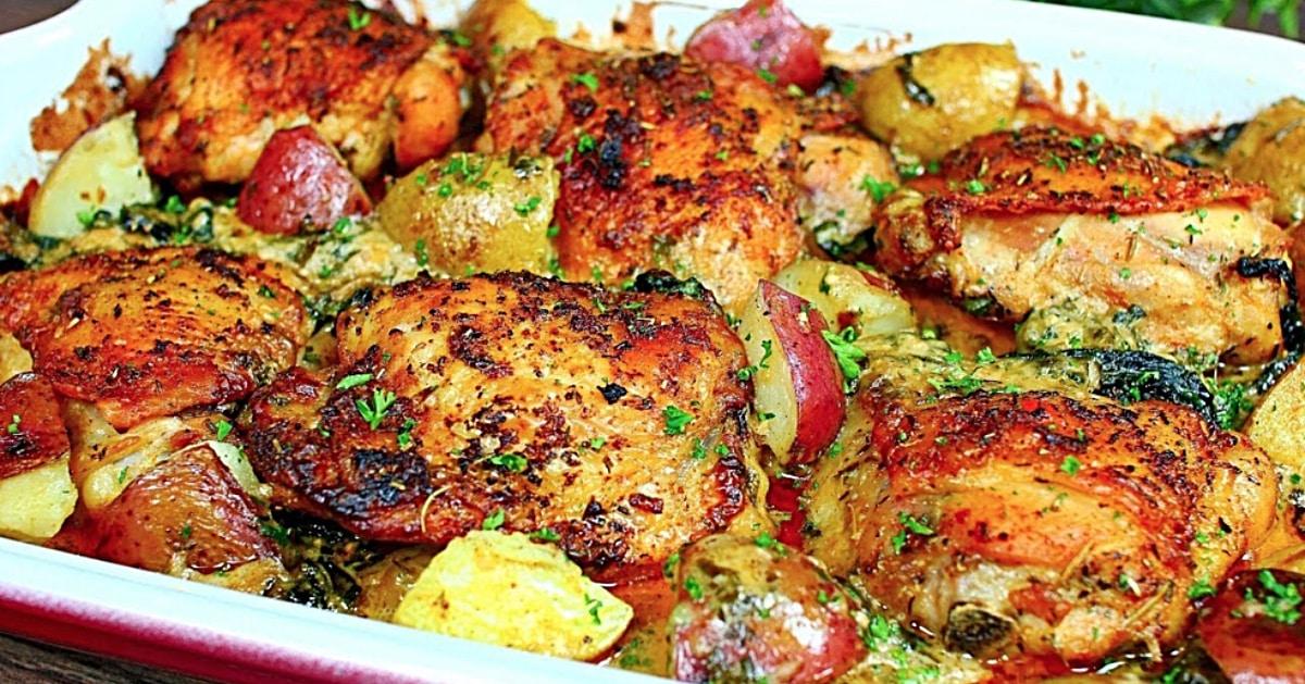 Creamy Garlic Butter Chicken And Potatoes Recipe