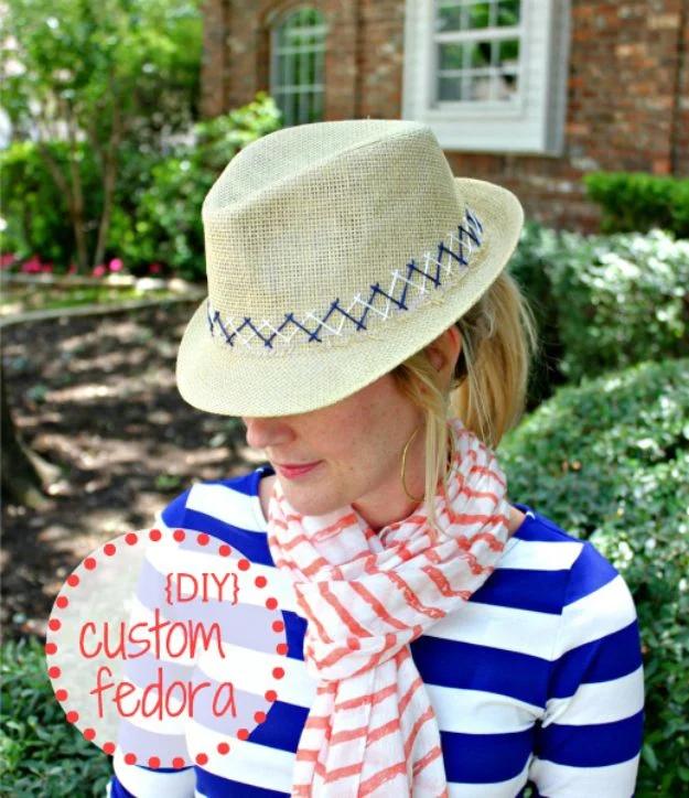 DIY Custom Fedora, quick to put together in an afternoon and a clever way to reuse scraps you already have