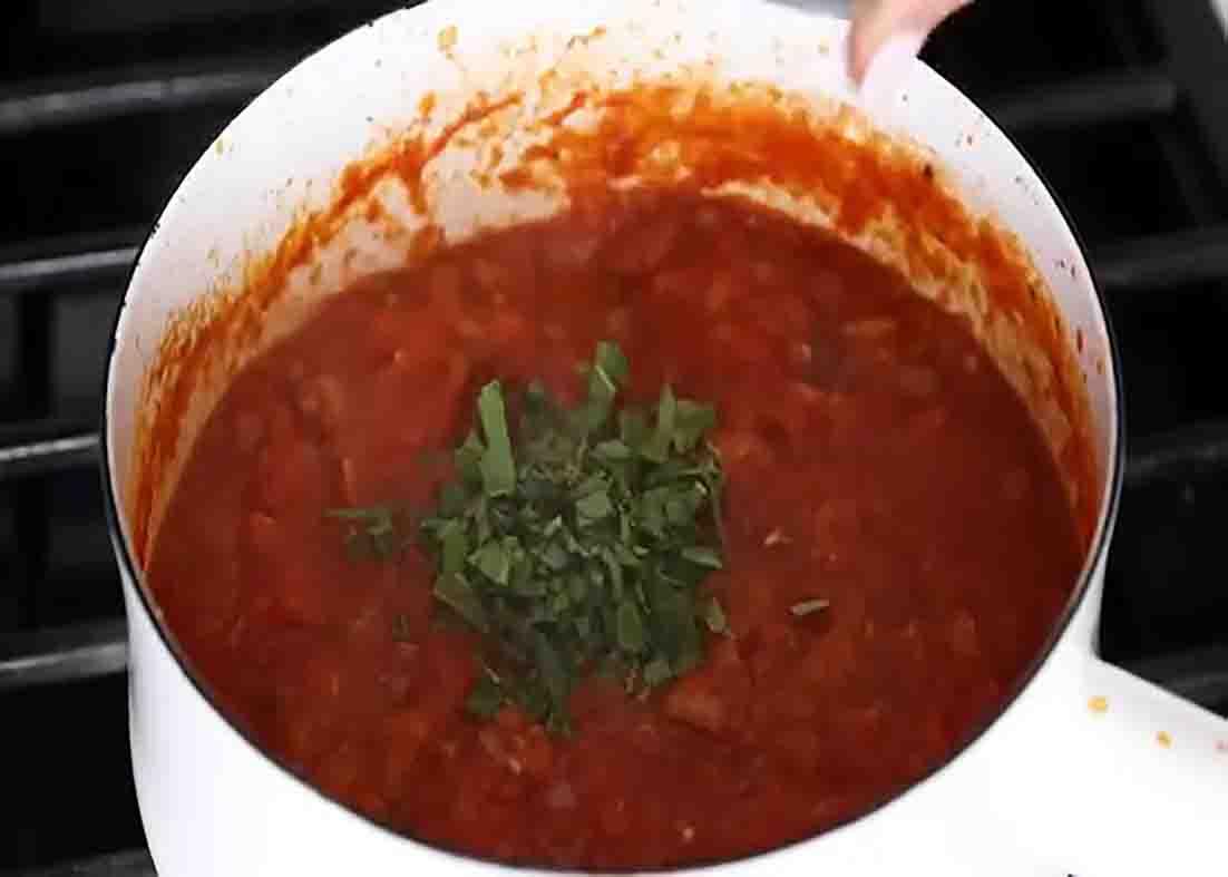 Making the homemade marinara sauce