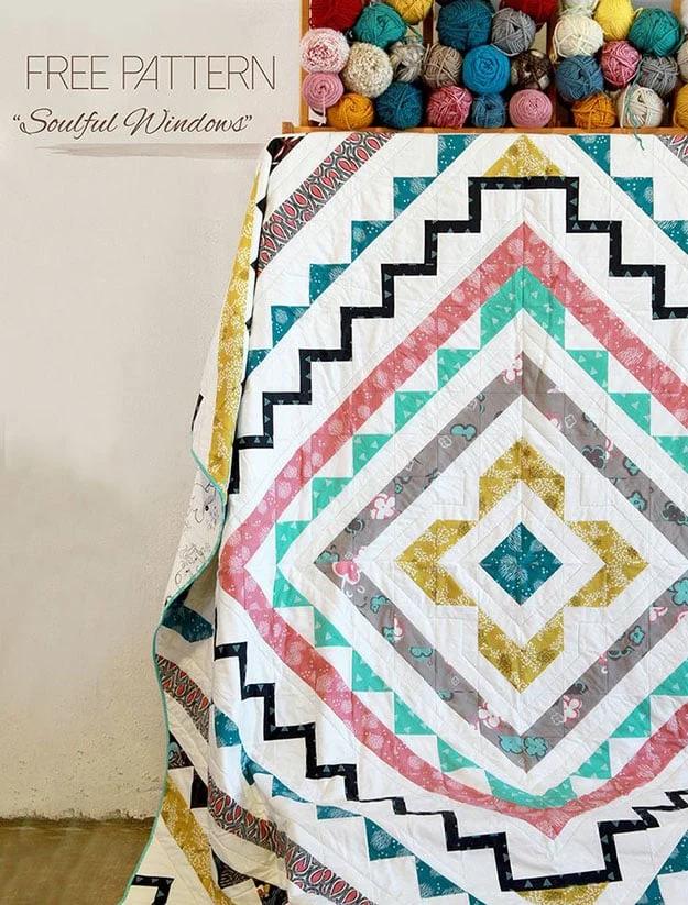 Free Sewing Patterns | DIY Room Decor Ideas | Geometric Quilt Tutorial | DIY Projects & Crafts by Sueeye at