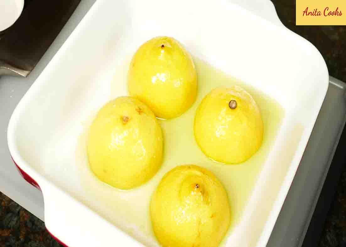 Roasting the lemon for the roasted broccoli recipe