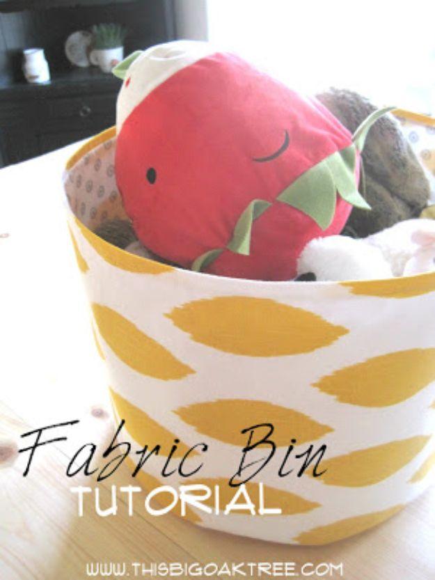 DIY Storage Baskets - Easy Fabric Bin - Cheap and Easy Ideas for Getting Organized - Creative Home Decor on A Budget - Farmhouse, Modern and Rustic Basket Projects