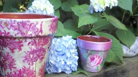 How to Decoupage These Weatherproof Clay Pots