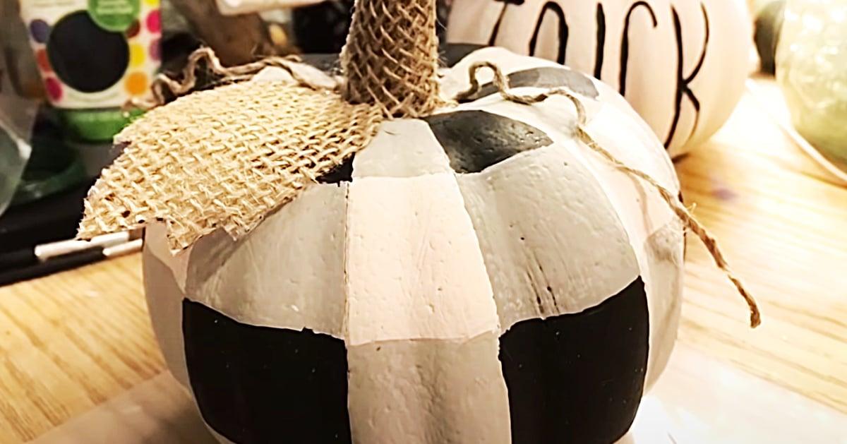 Dollar Tree Farmhouse Buffalo Check Pumpkin