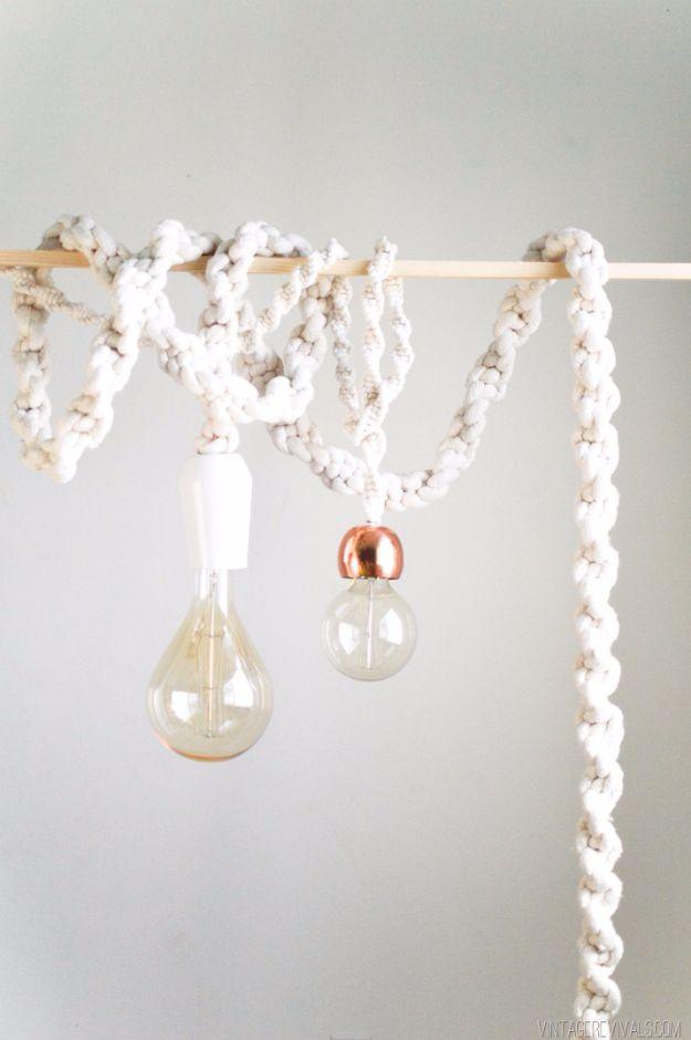 Giant Macrame Rope Lights, an easy DIY lighting project to brighten a space and a warm accent light for evening ambiance