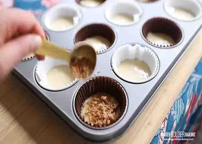 Assembling the glazed cinnamon muffins