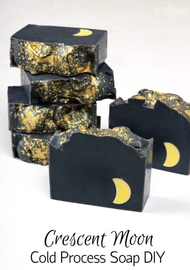 Crescent Moon Cold Process Soap, quick enough to finish before nap time and a piece worth keeping out on display