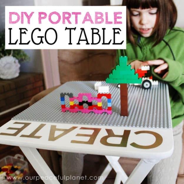 DIY Playroom Ideas and Furniture - DIY Portable Lego Table - Easy Play Room Storage, Furniture Ideas for Kids, Playtime Rugs and Activity Mats, Shelving, Toy Boxes and Wall Art - C