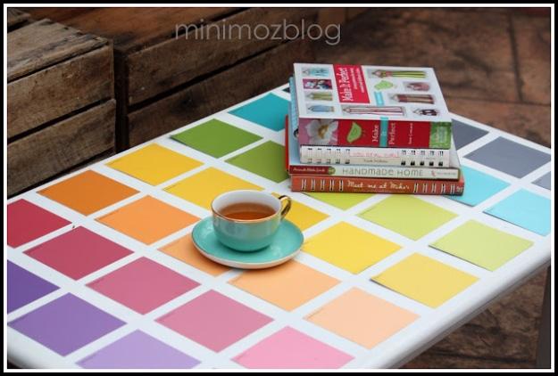 Paint Chip Table Makeover, built from supplies most crafters already own and warmth that a bare corner was missing