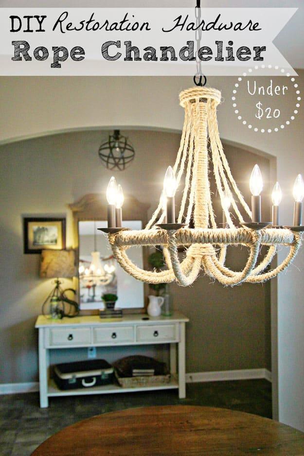 DIY Restoration Hardware Knock-Off Rope Chandelier, a quick idea that comes together fast and worth saving