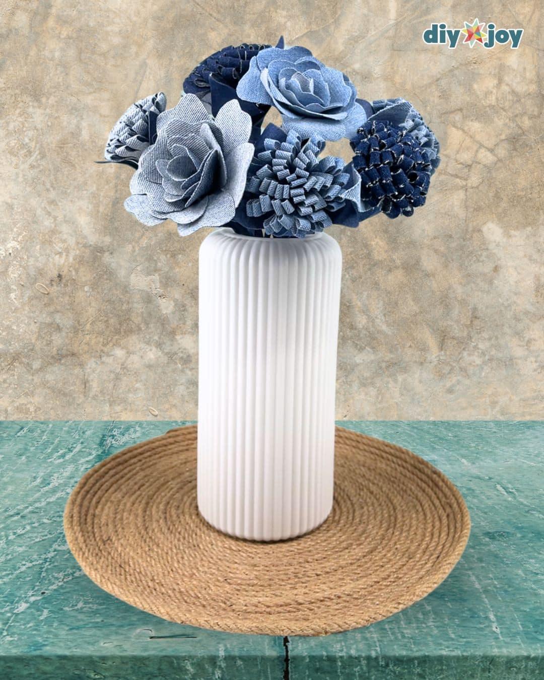 Easy Denim Flowers From Old Jeans — what to do with denim flowers