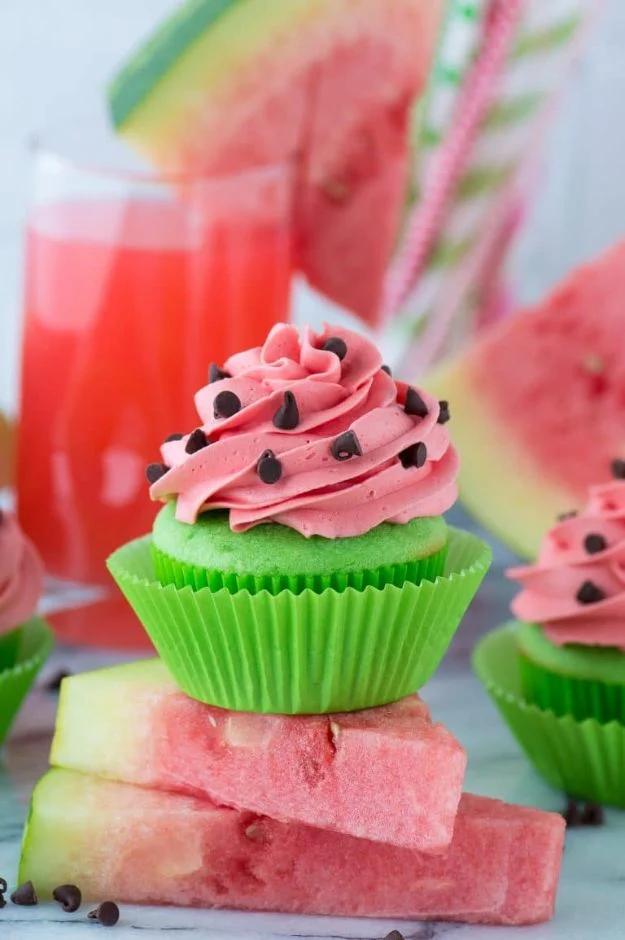 Cool Cupcake Decorating Ideas - Watermelon Cupcakes - Easy Ways To Decorate Cute, Adorable Cupcakes - Quick Recipes and Simple Decorating Tips With Icing, Candy, Chocolate, Butterc
