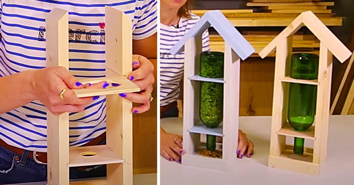How To Make A Wine Bottle And Pine Bird Feeder