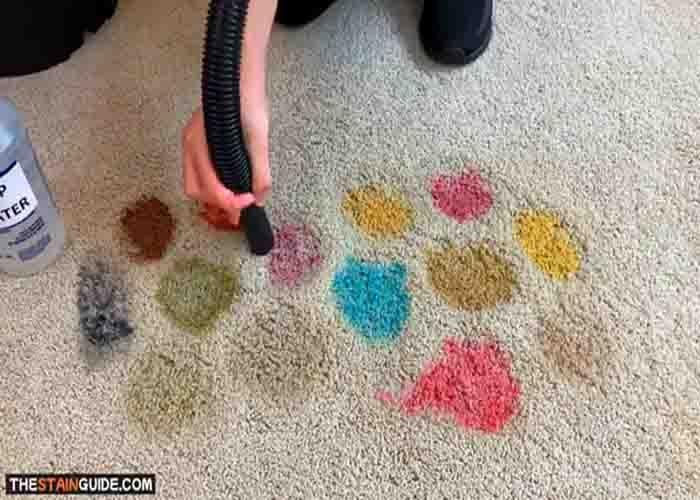 Removing the spots in the carpet using wet dry vacuum