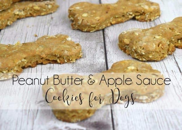 Peanut Butter and Apple Sauce Cookies for Dogs, great for training rewards in small pieces and a favorite worth repeating