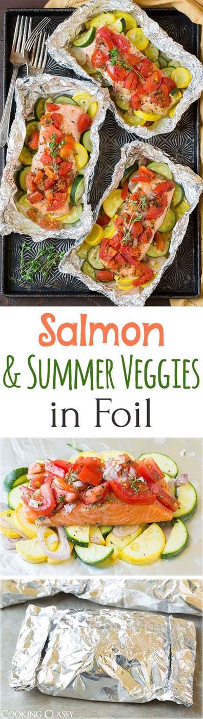 Paleo Fish Dinner Grilling Recipes | Salmon & Vegetable Foil Packets | Grilled Salmon & Veggies in Foil | DIY Projects & Crafts by Sueeye at