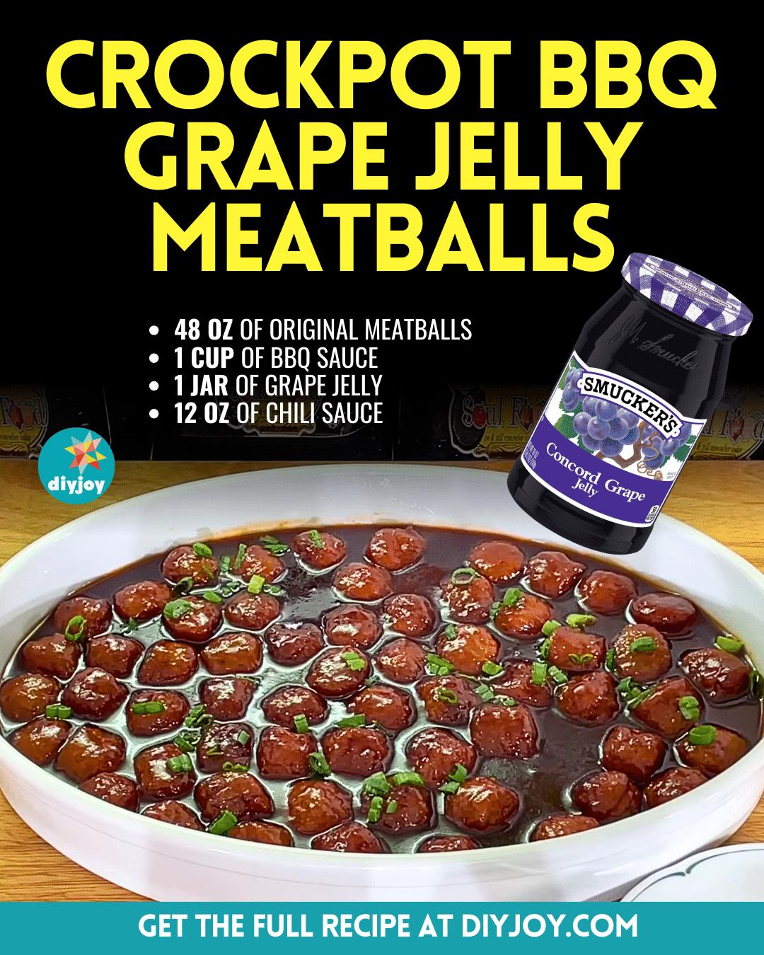 Easy Crockpot BBQ Grape Jelly Meatballs Recipe