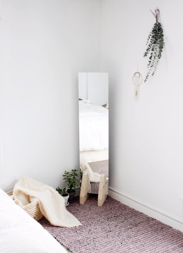DIY Minimal Floor Mirror, easy to scale up for a full batch and a finishing touch that ties the room together