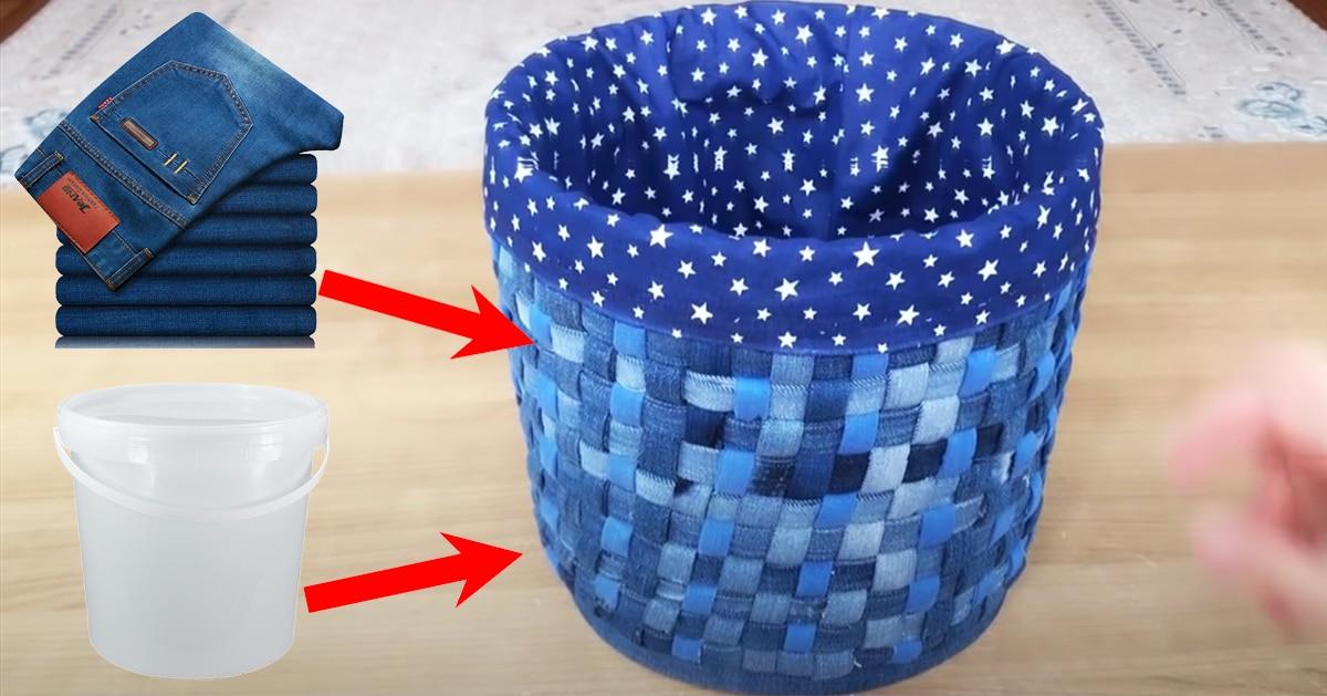 DIY Old Jeans and Plastic Bucket Idea