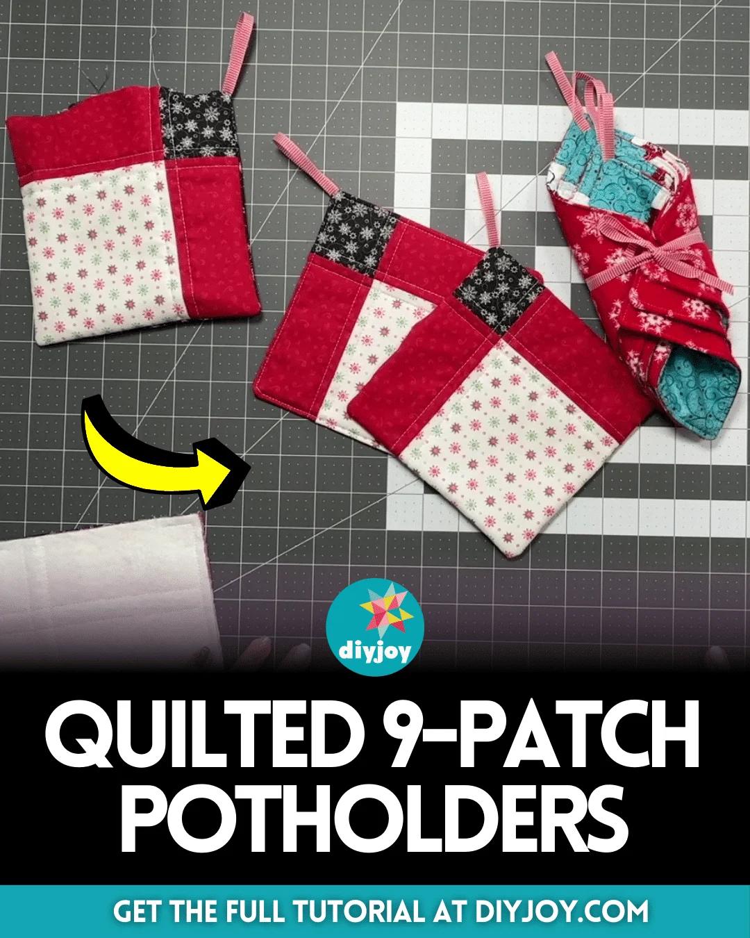 Easy Quilted 9-Patch Potholders