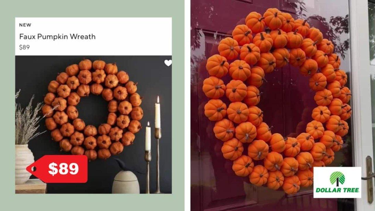 Pottery Barn Pumpkin Wreath Dollar Tree Dupe