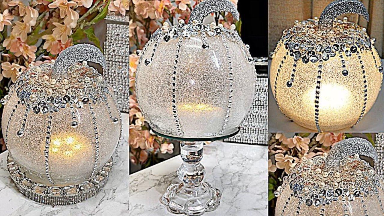 DIY Lighted Mirror Pumpkin Decor