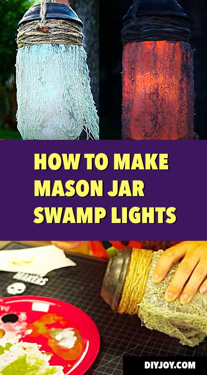 DIY Halloween Decor Ideas for Yard - Mason Jar Swamp Lights Tutorial - How to Make Swamp Lights - Spooky and Creepy Yard Decor Ideas